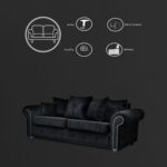 Ashwin Black Velvet Sofa Set - Image 3