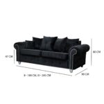 Ashwin Black Velvet Sofa Set - Image 4